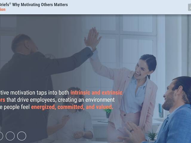 Training Briefs® Why Motivating Others Matters